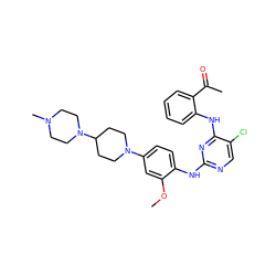 COc1cc(N2CCC(N3CCN(C)CC3)CC2)ccc1Nc1ncc(Cl)c(Nc2ccccc2C(C)=O)n1 ZINC000653866761