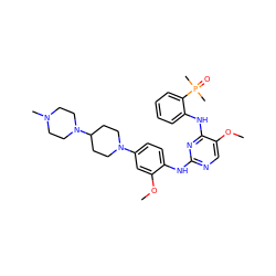 COc1cc(N2CCC(N3CCN(C)CC3)CC2)ccc1Nc1ncc(OC)c(Nc2ccccc2P(C)(C)=O)n1 ZINC000221363402