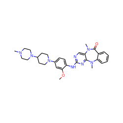 COc1cc(N2CCC(N3CCN(C)CC3)CC2)ccc1Nc1ncc2c(n1)N(C)c1ccccc1C(=O)N2C ZINC000066077081