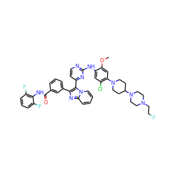 COc1cc(N2CCC(N3CCN(CCF)CC3)CC2)c(Cl)cc1Nc1nccc(-c2c(-c3cccc(C(=O)Nc4c(F)cccc4F)c3)nc3ccccn23)n1 ZINC000165092855