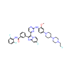 COc1cc(N2CCC(N3CCN(CCF)CC3)CC2)ccc1Nc1nccc(-c2c(-c3cccc(C(=O)Nc4c(F)cccc4F)c3)nc3cc(F)ccn23)n1 ZINC000165066888