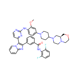 COc1cc(N2CCC(N3CCN4CCOC[C@@H]4C3)CC2)ccc1Nc1nccc(-c2c(-c3cccc(C(=O)Nc4c(F)cccc4F)c3)nc3ccccn23)n1 ZINC000165074669