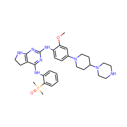 COc1cc(N2CCC(N3CCNCC3)CC2)ccc1Nc1nc2c(c(Nc3ccccc3P(C)(C)=O)n1)CCN2 ZINC000200872997