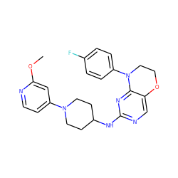 COc1cc(N2CCC(Nc3ncc4c(n3)N(c3ccc(F)cc3)CCO4)CC2)ccn1 ZINC000473134783