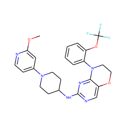 COc1cc(N2CCC(Nc3ncc4c(n3)N(c3ccccc3OC(F)(F)F)CCO4)CC2)ccn1 ZINC000473134460