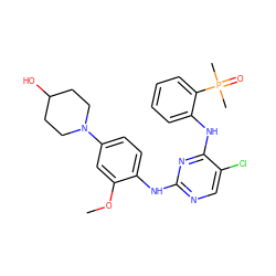 COc1cc(N2CCC(O)CC2)ccc1Nc1ncc(Cl)c(Nc2ccccc2P(C)(C)=O)n1 ZINC000148745723