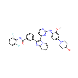 COc1cc(N2CCC(O)CC2)ccc1Nc1nccc(-c2c(-c3cccc(C(=O)Nc4c(F)cccc4F)c3)nc3ccccn23)n1 ZINC000165087183