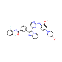 COc1cc(N2CCC(OC)CC2)ccc1Nc1nccc(-c2c(-c3cccc(C(=O)Nc4c(F)cccc4F)c3)nc3ccccn23)n1 ZINC000165065615