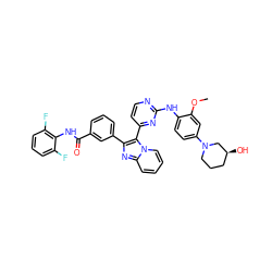 COc1cc(N2CCC[C@H](O)C2)ccc1Nc1nccc(-c2c(-c3cccc(C(=O)Nc4c(F)cccc4F)c3)nc3ccccn23)n1 ZINC000165099051