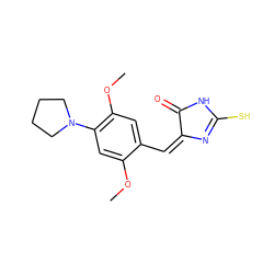 COc1cc(N2CCCC2)c(OC)cc1/C=C1/N=C(S)NC1=O ZINC000000368230