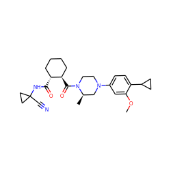 COc1cc(N2CCN(C(=O)[C@@H]3CCCC[C@H]3C(=O)NC3(C#N)CC3)[C@H](C)C2)ccc1C1CC1 ZINC000095554483