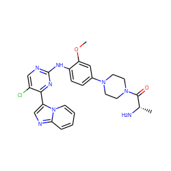 COc1cc(N2CCN(C(=O)[C@H](C)N)CC2)ccc1Nc1ncc(Cl)c(-c2cnc3ccccn23)n1 ZINC000072178239