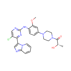 COc1cc(N2CCN(C(=O)[C@H](C)O)CC2)ccc1Nc1ncc(Cl)c(-c2cnc3ccccn23)n1 ZINC000072177536