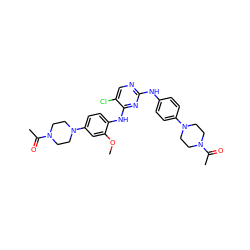 COc1cc(N2CCN(C(C)=O)CC2)ccc1Nc1nc(Nc2ccc(N3CCN(C(C)=O)CC3)cc2)ncc1Cl ZINC000207035331