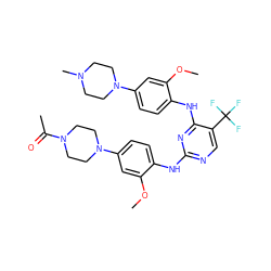 COc1cc(N2CCN(C(C)=O)CC2)ccc1Nc1ncc(C(F)(F)F)c(Nc2ccc(N3CCN(C)CC3)cc2OC)n1 ZINC001772599485