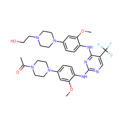 COc1cc(N2CCN(C(C)=O)CC2)ccc1Nc1ncc(C(F)(F)F)c(Nc2ccc(N3CCN(CCO)CC3)cc2OC)n1 ZINC001772578790