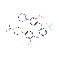 COc1cc(N2CCN(C(C)=O)CC2)ccc1Nc1ncc(C(F)(F)F)c(Nc2ccc(N3CCNCC3)cc2OC)n1 ZINC001772578911