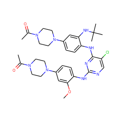 COc1cc(N2CCN(C(C)=O)CC2)ccc1Nc1ncc(Cl)c(Nc2ccc(N3CCN(C(C)=O)CC3)cc2NC(C)(C)C)n1 ZINC000207059241