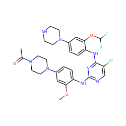 COc1cc(N2CCN(C(C)=O)CC2)ccc1Nc1ncc(Cl)c(Nc2ccc(N3CCNCC3)cc2OC(F)F)n1 ZINC001772600763