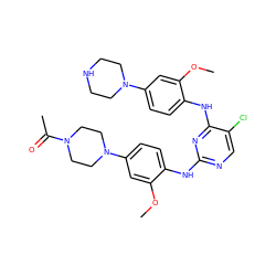 COc1cc(N2CCN(C(C)=O)CC2)ccc1Nc1ncc(Cl)c(Nc2ccc(N3CCNCC3)cc2OC)n1 ZINC001772577439