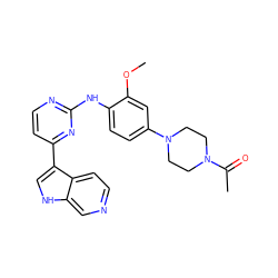 COc1cc(N2CCN(C(C)=O)CC2)ccc1Nc1nccc(-c2c[nH]c3cnccc23)n1 ZINC000299861181