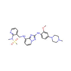 COc1cc(N2CCN(C)CC2)ccc1Nc1nc2c(NCc3cccnc3N(C)S(C)(=O)=O)cccn2n1 ZINC000147004544