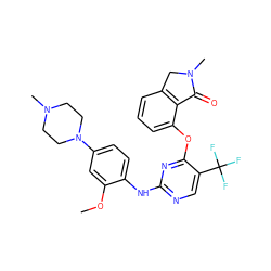 COc1cc(N2CCN(C)CC2)ccc1Nc1ncc(C(F)(F)F)c(Oc2cccc3c2C(=O)N(C)C3)n1 ZINC000138475718