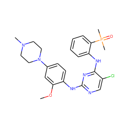 COc1cc(N2CCN(C)CC2)ccc1Nc1ncc(Cl)c(Nc2ccccc2P(C)(C)=O)n1 ZINC000148739267