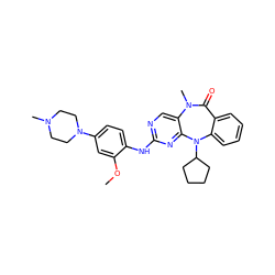 COc1cc(N2CCN(C)CC2)ccc1Nc1ncc2c(n1)N(C1CCCC1)c1ccccc1C(=O)N2C ZINC000066079598