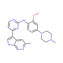 COc1cc(N2CCN(C)CC2)ccc1Nc1nccc(-c2c[nH]c3cnc(C)cc23)n1 ZINC000299861974