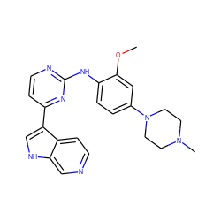 COc1cc(N2CCN(C)CC2)ccc1Nc1nccc(-c2c[nH]c3cnccc23)n1 ZINC000299856162