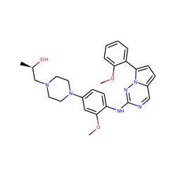 COc1cc(N2CCN(C[C@@H](C)O)CC2)ccc1Nc1ncc2ccc(-c3ccccc3OC)n2n1 ZINC000072179887