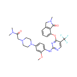 COc1cc(N2CCN(CC(=O)N(C)C)CC2)ccc1Nc1ncc(C(F)(F)F)c(Oc2cccc3c2C(=O)N(C)C3)n1 ZINC000146079234