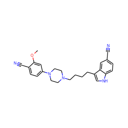 COc1cc(N2CCN(CCCCc3c[nH]c4ccc(C#N)cc34)CC2)ccc1C#N ZINC000013582511