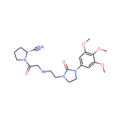 COc1cc(N2CCN(CCNCC(=O)N3CCC[C@@H]3C#N)C2=O)cc(OC)c1OC ZINC000043019588