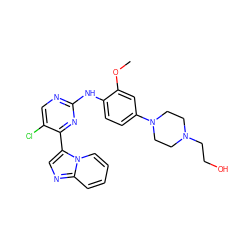 COc1cc(N2CCN(CCO)CC2)ccc1Nc1ncc(Cl)c(-c2cnc3ccccn23)n1 ZINC000072175942