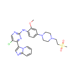 COc1cc(N2CCN(CCS(C)(=O)=O)CC2)ccc1Nc1ncc(Cl)c(-c2cnc3ccccn23)n1 ZINC000072177233