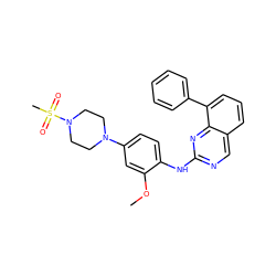 COc1cc(N2CCN(S(C)(=O)=O)CC2)ccc1Nc1ncc2cccc(-c3ccccc3)c2n1 ZINC000103248464