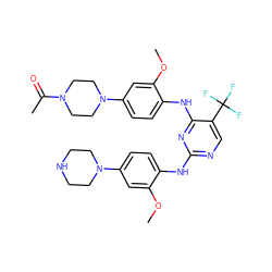 COc1cc(N2CCNCC2)ccc1Nc1ncc(C(F)(F)F)c(Nc2ccc(N3CCN(C(C)=O)CC3)cc2OC)n1 ZINC001772603013