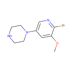 COc1cc(N2CCNCC2)cnc1Br ZINC000013703890