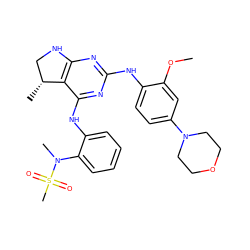 COc1cc(N2CCOCC2)ccc1Nc1nc2c(c(Nc3ccccc3N(C)S(C)(=O)=O)n1)[C@H](C)CN2 ZINC000199039843