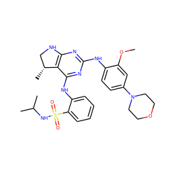 COc1cc(N2CCOCC2)ccc1Nc1nc2c(c(Nc3ccccc3S(=O)(=O)NC(C)C)n1)[C@H](C)CN2 ZINC000221683103