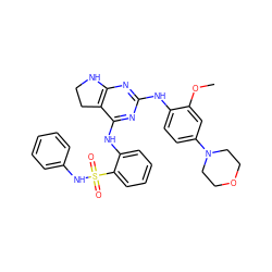 COc1cc(N2CCOCC2)ccc1Nc1nc2c(c(Nc3ccccc3S(=O)(=O)Nc3ccccc3)n1)CCN2 ZINC000200865855