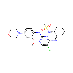 COc1cc(N2CCOCC2)ccc1Nc1ncc(Cl)c(N[C@@H]2CCCC[C@H]2NS(C)(=O)=O)n1 ZINC000072173607