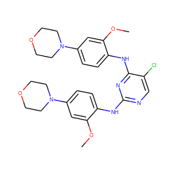 COc1cc(N2CCOCC2)ccc1Nc1ncc(Cl)c(Nc2ccc(N3CCOCC3)cc2OC)n1 ZINC000066252804