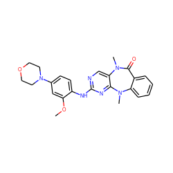 COc1cc(N2CCOCC2)ccc1Nc1ncc2c(n1)N(C)c1ccccc1C(=O)N2C ZINC000066066278