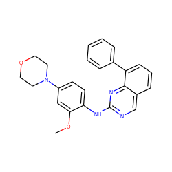 COc1cc(N2CCOCC2)ccc1Nc1ncc2cccc(-c3ccccc3)c2n1 ZINC000103248460