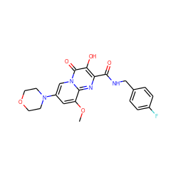 COc1cc(N2CCOCC2)cn2c(=O)c(O)c(C(=O)NCc3ccc(F)cc3)nc12 ZINC000064526910