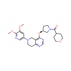 COc1cc(N2CCc3ncnc(O[C@H]4CCN(C(=O)C5CCOCC5)C4)c3C2)cnc1OC ZINC000113569172