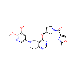 COc1cc(N2CCc3ncnc(O[C@H]4CCN(C(=O)c5coc(C)n5)C4)c3C2)cnc1OC ZINC000113567308